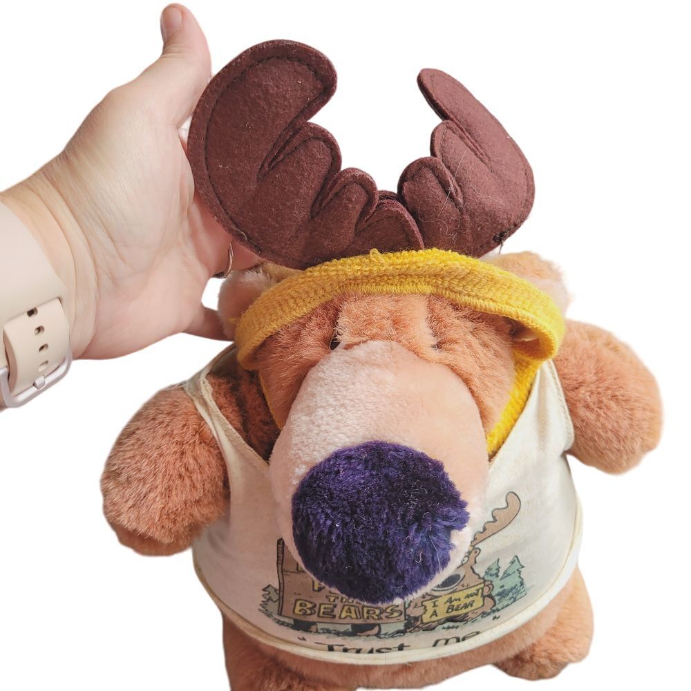 Vintage 1986 Phil Frank Farley the Bear Plush Dakin Brinker Ink‎ Moose Disguise - Picture 2 of 8